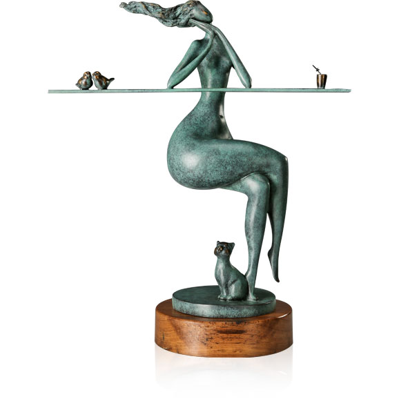 《Four of Abstract People and Birds》